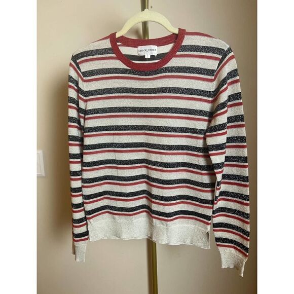 Chloe Stora Striped Sparkle Sweater Sz. 2 (US M) - Picture 4 of 10